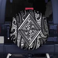 New Zealand Maori Taniko Spare Tire Cover Black Kowhaiwhai Puhoro