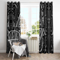 New Zealand Maori Taniko Window Curtain Black Kowhaiwhai Puhoro