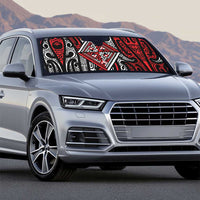 New Zealand Maori Taniko Auto Sun Shade Red Kowhaiwhai Puhoro - Polynesian Pride