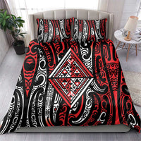 New Zealand Maori Taniko Bedding Set Red Kowhaiwhai Puhoro