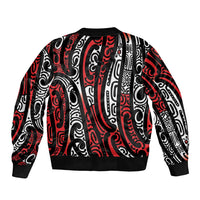 New Zealand Maori Taniko Bomber Jacket Red Kowhaiwhai Puhoro LT9 - Polynesian Pride