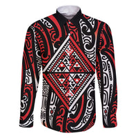New Zealand Maori Taniko Family Matching Puletasi and Hawaiian Shirt Red Kowhaiwhai Puhoro