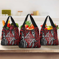 New Zealand Maori Taniko Grocery Bag Red Kowhaiwhai Puhoro