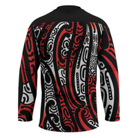 New Zealand Maori Taniko Hockey Jersey Red Kowhaiwhai Puhoro - Polynesian Pride
