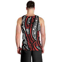 New Zealand Maori Taniko Men Tank Top Red Kowhaiwhai Puhoro