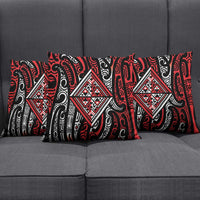 New Zealand Maori Taniko Pillow Cover Red Kowhaiwhai Puhoro - Polynesian Pride