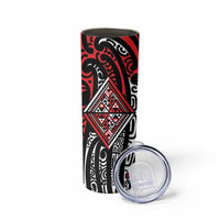 New Zealand Maori Taniko Skinny Tumbler Red Kowhaiwhai Puhoro