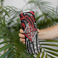 New Zealand Maori Taniko Skinny Tumbler Red Kowhaiwhai Puhoro