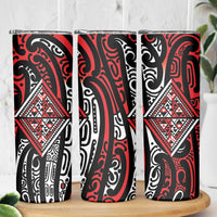 New Zealand Maori Taniko Skinny Tumbler Red Kowhaiwhai Puhoro