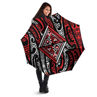 New Zealand Maori Taniko Umbrella Red Kowhaiwhai Puhoro - Polynesian Pride