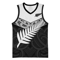 New Zealand Silver Fern Basketball Jersey Maori Koru Mixed Taniko Pattern - Polynesian Pride