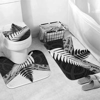 New Zealand Silver Fern Bathroom Set Maori Koru Mixed Taniko Pattern - Polynesian Pride
