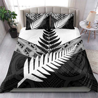 New Zealand Silver Fern Bedding Set Maori Koru Mixed Taniko Pattern