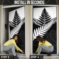 New Zealand Silver Fern Door Cover Maori Koru Mixed Taniko Pattern - Polynesian Pride