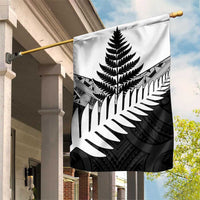 New Zealand Silver Fern Garden Flag Maori Koru Mixed Taniko Pattern LT9 House Flag White - Polynesian Pride