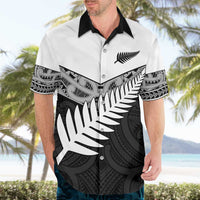 New Zealand Silver Fern Hawaiian Shirt Maori Koru Mixed Taniko Pattern