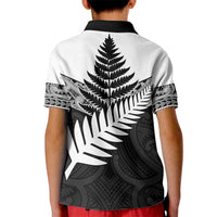 New Zealand Silver Fern Kid Polo Shirt Maori Koru Mixed Taniko Pattern