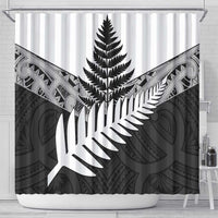 New Zealand Silver Fern Shower Curtain Maori Koru Mixed Taniko Pattern LT9 - Polynesian Pride