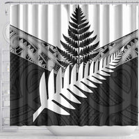 New Zealand Silver Fern Shower Curtain Maori Koru Mixed Taniko Pattern LT9 - Polynesian Pride