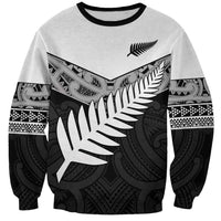 New Zealand Silver Fern Sweatshirt Maori Koru Mixed Taniko Pattern