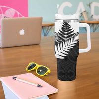 New Zealand Silver Fern Tumbler With Handle Maori Koru Mixed Taniko Pattern