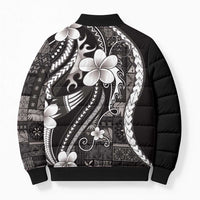 Samoa Siapo Tribal Pattern Bomber Puffer Jacket Black Polynesian Plumeria Tapa Motif LT9 - Polynesian Pride
