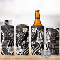 Samoa Siapo Tribal Pattern 4 in 1 Can Cooler Tumbler Black Polynesian Plumeria Tapa Motif LT9 - Polynesian Pride