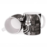 Samoa Siapo Tribal Pattern Ceramic Mug Black Polynesian Plumeria Tapa Motif