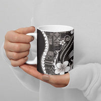Samoa Siapo Tribal Pattern Ceramic Mug Black Polynesian Plumeria Tapa Motif