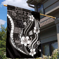 Samoa Siapo Tribal Pattern Garden Flag Black Polynesian Plumeria Tapa Motif
