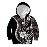 Samoa Siapo Tribal Pattern Kid Hoodie Black Polynesian Plumeria Tapa Motif LT9 Hoodie Black - Polynesian Pride