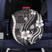 Samoa Siapo Tribal Pattern Spare Tire Cover Black Polynesian Plumeria Tapa Motif LT9 No hole Black - Polynesian Pride