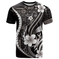 Samoa Siapo Tribal Pattern T Shirt Black Polynesian Plumeria Tapa Motif