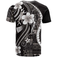 Samoa Siapo Tribal Pattern T Shirt Black Polynesian Plumeria Tapa Motif