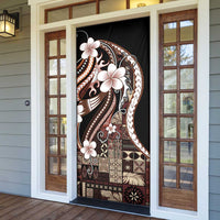 Samoa Siapo Tribal Pattern Door Cover Brown Polynesian Plumeria Tapa Motif
