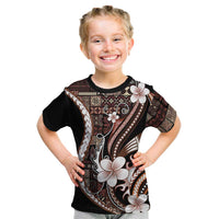 Samoa Siapo Tribal Pattern Kid T Shirt Brown Polynesian Plumeria Tapa Motif LT9 Brown - Polynesian Pride