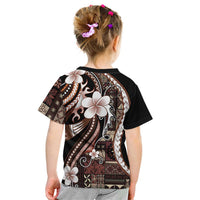 Samoa Siapo Tribal Pattern Kid T Shirt Brown Polynesian Plumeria Tapa Motif LT9 - Polynesian Pride
