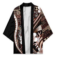 Samoa Siapo Tribal Pattern Kimono Brown Polynesian Plumeria Tapa Motif LT9 Unisex Brown - Polynesian Pride