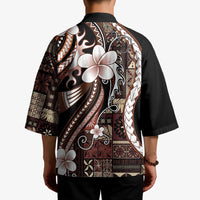 Samoa Siapo Tribal Pattern Kimono Brown Polynesian Plumeria Tapa Motif LT9 - Polynesian Pride