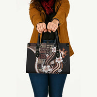 Samoa Siapo Tribal Pattern Leather Bag Brown Polynesian Plumeria Tapa Motif