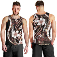 Samoa Siapo Tribal Pattern Men Tank Top Brown Polynesian Plumeria Tapa Motif LT9 - Polynesian Pride