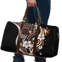 Samoa Siapo Tribal Pattern Travel Bag Brown Polynesian Plumeria Tapa Motif LT9 - Polynesian Pride