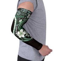 Samoa Siapo Tribal Pattern Arm Sleeves Forest Green Polynesian Plumeria Tapa Motif