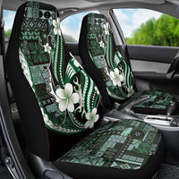Samoa Siapo Tribal Pattern Car Seat Cover Forest Green Polynesian Plumeria Tapa Motif