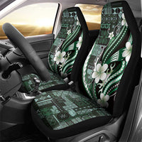 Samoa Siapo Tribal Pattern Car Seat Cover Forest Green Polynesian Plumeria Tapa Motif