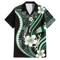 Samoa Siapo Tribal Pattern Family Matching Short Sleeve Bodycon Dress and Hawaiian Shirt Forest Green Polynesian Plumeria Tapa Motif LT9 Dad's Shirt - Short Sleeve Green - Polynesian Pride