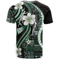 Samoa Siapo Tribal Pattern T Shirt Forest Green Polynesian Plumeria Tapa Motif