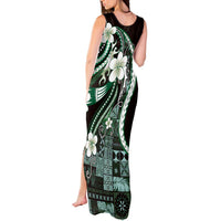 Samoa Siapo Tribal Pattern Tank Maxi Dress Forest Green Polynesian Plumeria Tapa Motif LT9 - Polynesian Pride