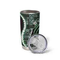 Samoa Siapo Tribal Pattern Tumbler Cup Forest Green Polynesian Plumeria Tapa Motif LT9 - Polynesian Pride