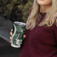 Samoa Siapo Tribal Pattern Tumbler Cup Forest Green Polynesian Plumeria Tapa Motif LT9 - Polynesian Pride